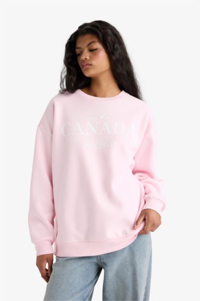Oversize Fit Printed Long Sleeve Sweatshirt