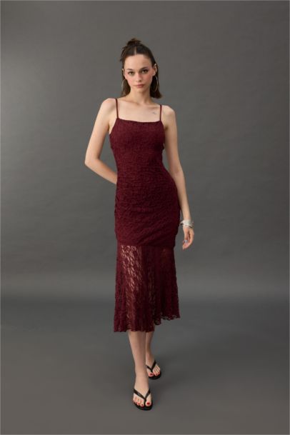 Strappy Lace Midi Dress