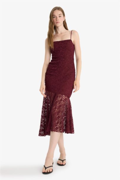 Strappy Lace Midi Dress