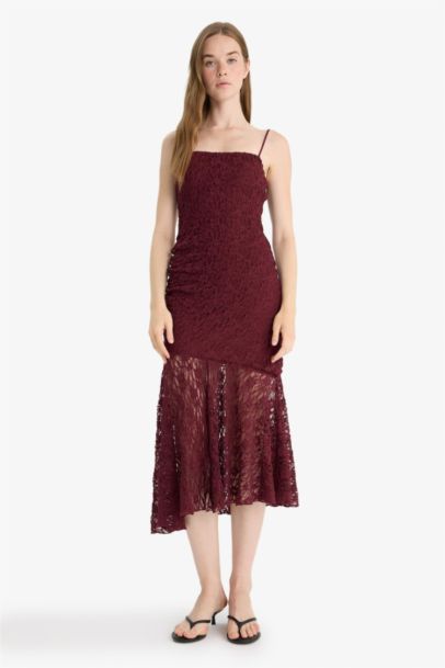 Strappy Lace Midi Dress