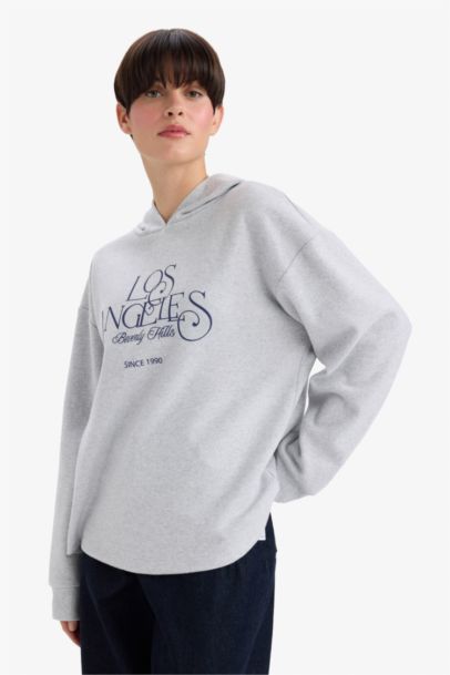 Relax Fit Printed Long Sleeve Sweatshirt