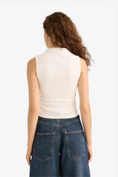 Slim Fit Ribana Half Turtleneck Tank Top