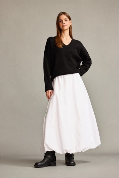 Balloon Fit Poplin Lined Elastic Band Skirt