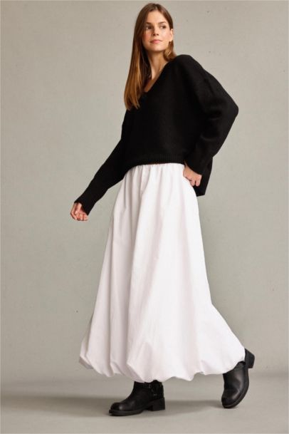 Balloon Fit Poplin Lined Elastic Band Skirt