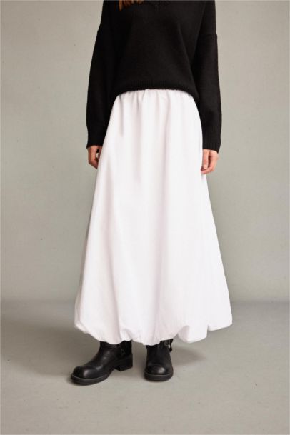 Balloon Fit Poplin Lined Elastic Band Skirt