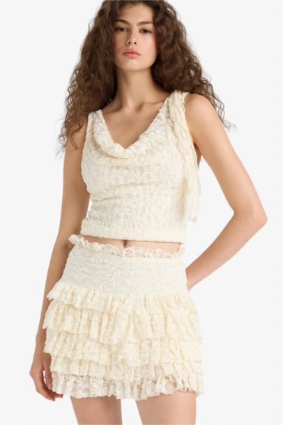 Normal Bel Dantel Mini Etek