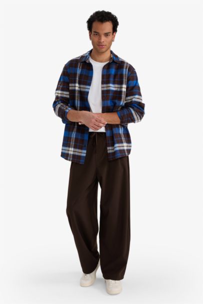 Barrel Fit Wide Straight Leg Trousers