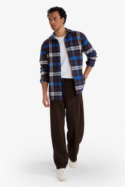 Barrel Fit Wide Straight Leg Trousers