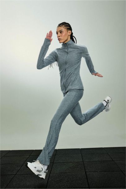 Slim Fit High Neck Zippered Sports Top