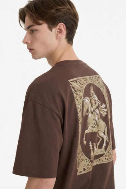 %100 Pamuk Boxy Fit Baskılı Tişört