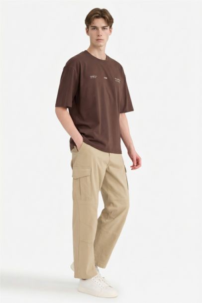 %100 Pamuk Boxy Fit Baskılı Tişört