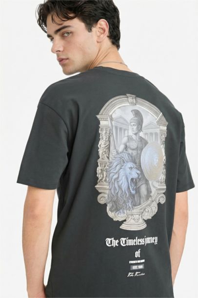 تيشيرت قطن 100% بطبعة أوفر سايز