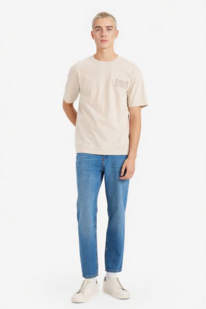 تيشيرت نص كم اوفر سايز برقبة مستديرة