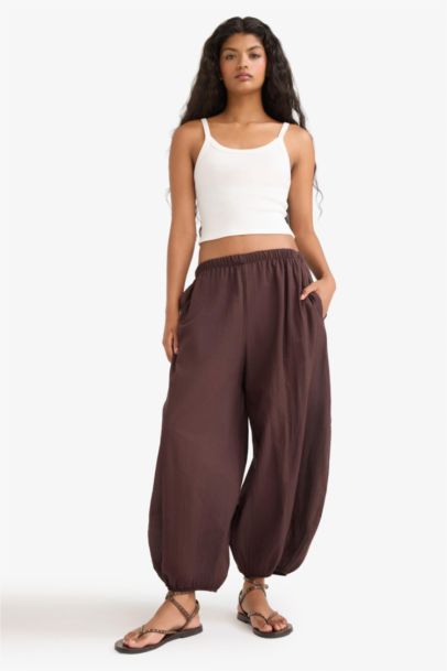 Barrel Fıt Cepli Normal Bel Standart Boy Vual Pantolon