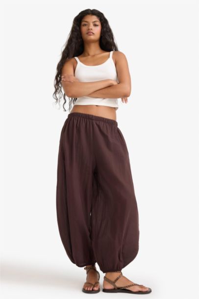 Barrel Fıt Cepli Normal Bel Standart Boy Vual Pantolon