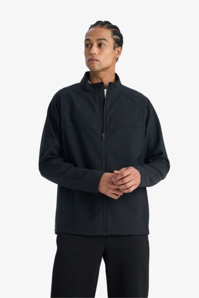 Windproof Regular Fit Half Turtleneck Zippered Jacket