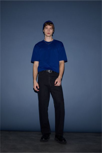 تيشيرت قطن نص ردن أوفر سايز بياخة مستديرة