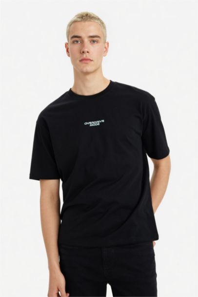 %100 Pamuk Boxy Fit Baskılı Tişört