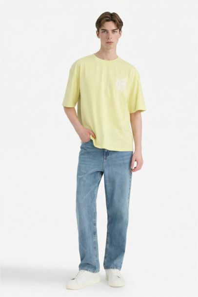 %100 Pamuk Boxy Fit Baskılı Tişört