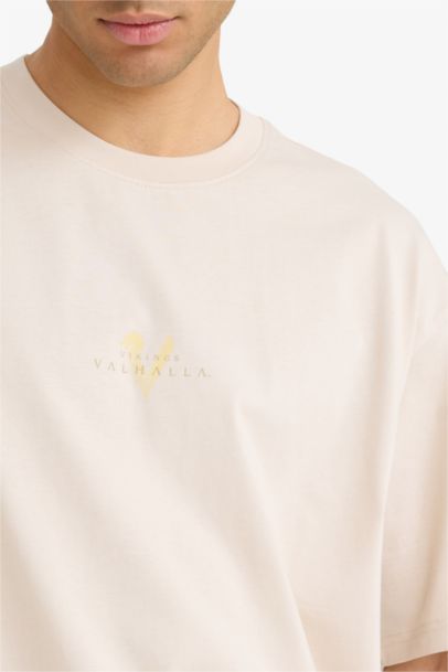 تيشيرت نص كم اوفر سايز ورقبة مستديرة من فايكنجز فالهالا