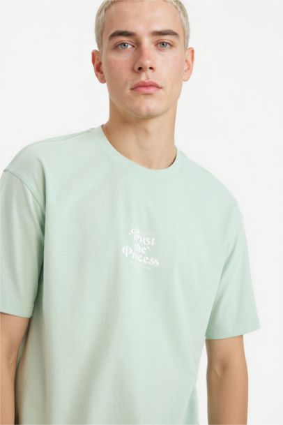 %100 Pamuk Boxy Fit Baskılı Tişört