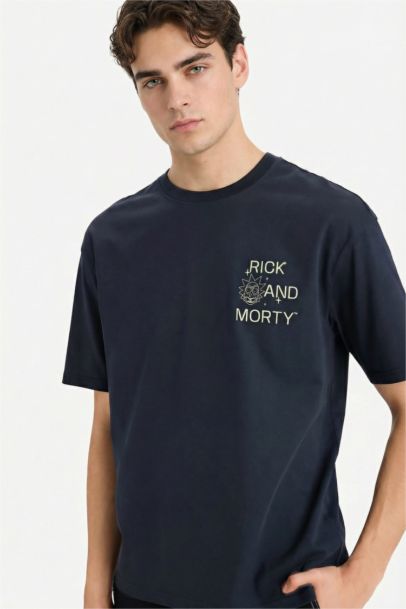 Футболка Rick and Morty Boxy Fit с круглым вырезом принтом и коротким рукавом