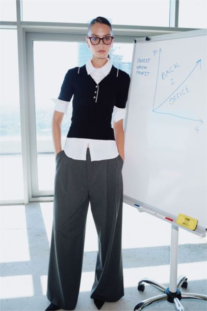 Pantalon large taille haute avec poches