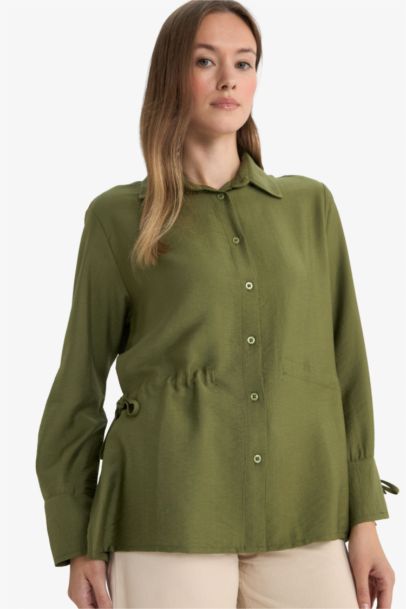 Regular Fit Shirt Collar Long Sleeve Tunic