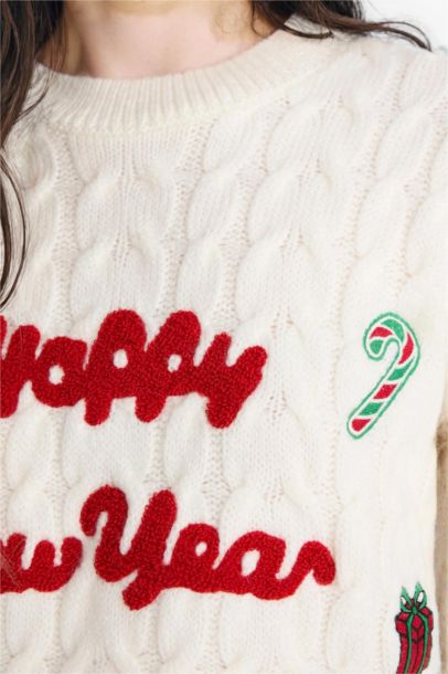 Pull de Noël à col rond Coupe régulière