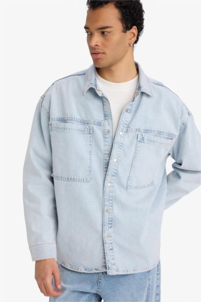 Chemise en jean oversize à manches longues