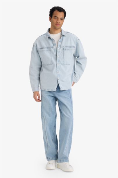 Chemise en jean oversize à manches longues