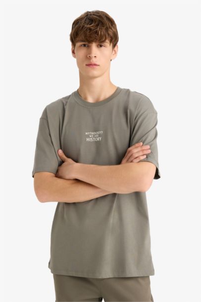 Cotton Boxy Fit Crew Neck Short Sleeve T-Shirt