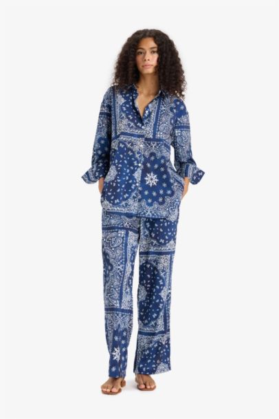 Regular Fit Şal Desenli Plaj Pantolonu