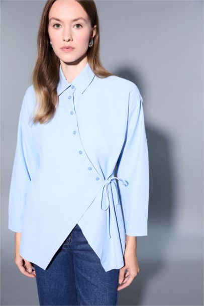 Regular Fit Poplin Shirt Collar Long Sleeve Tunic