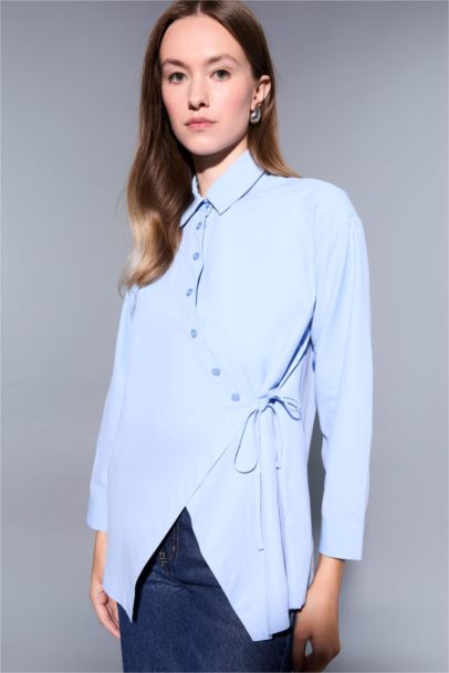 Regular Fit Poplin Shirt Collar Long Sleeve Tunic