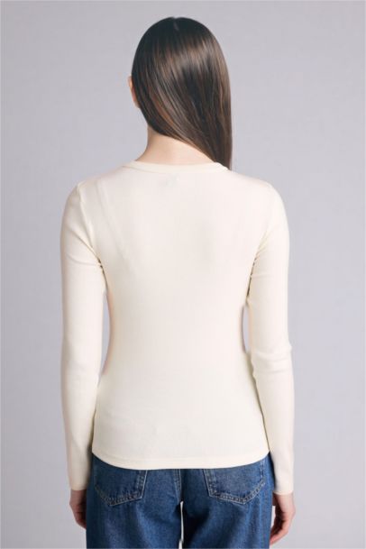 Slim Fit Crew Neck Ribbed Long Sleeve T-Shirt