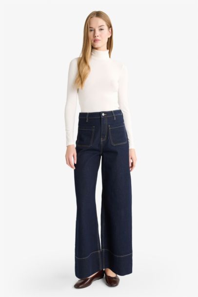 Wide Leg High Waist Straight Leg Jeans
