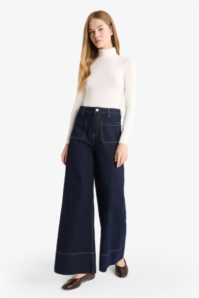 Wide Leg High Waist Straight Leg Jeans
