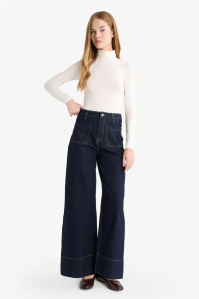 Wide Leg High Waist Straight Leg Jeans