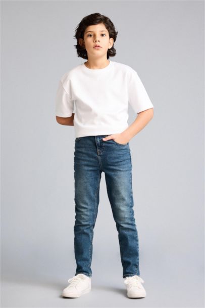 Slım Fıt Düz Paça Jean Pantolon Erkek Çocuk