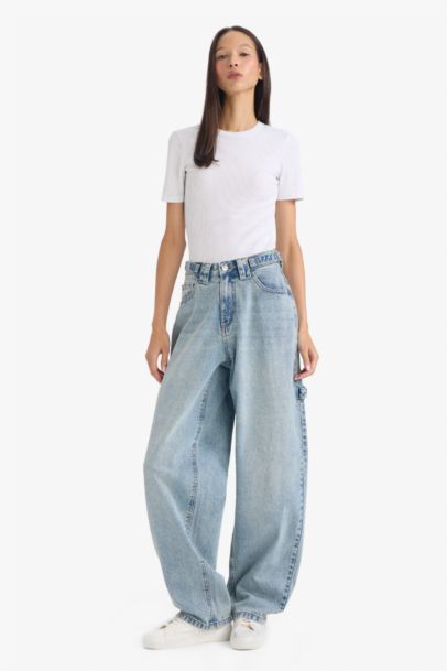 Regular Hem Denim Trousers