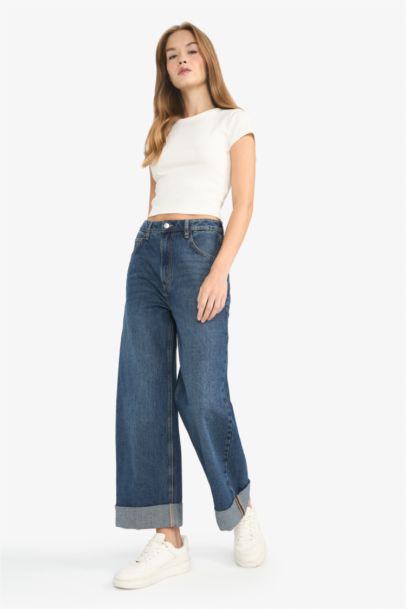 Baggy Fit High Waist Straight Leg Jeans