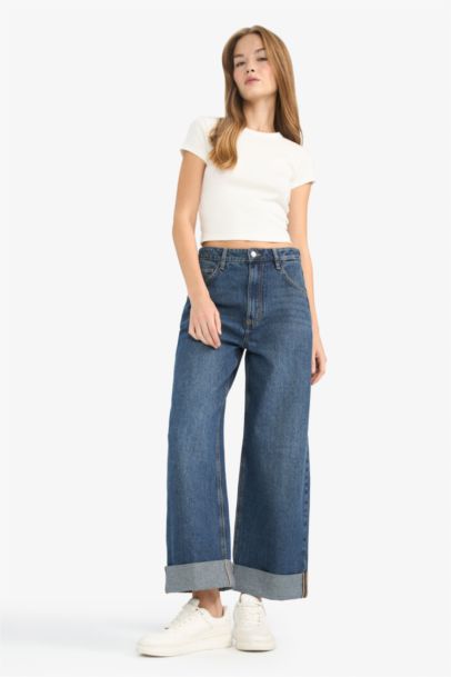 Baggy Fit High Waist Straight Leg Jeans