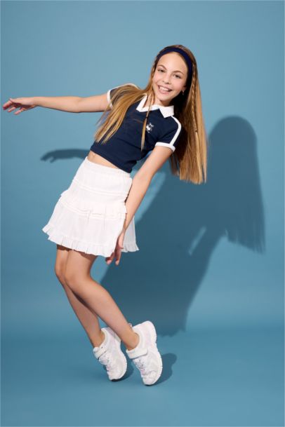 تيشيرت بولو بناتي نص ردن سليم فيت بطبعة فاكهة