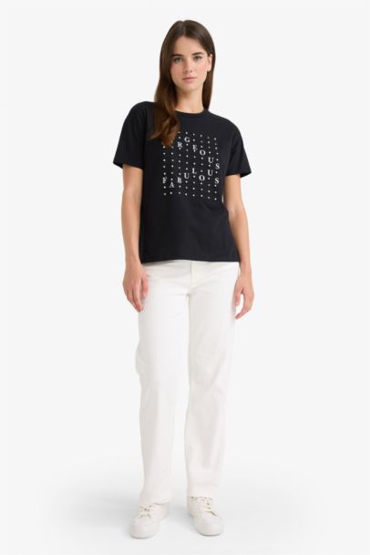 Relax Fit Crew Neck Printed Cotton T-Shirt