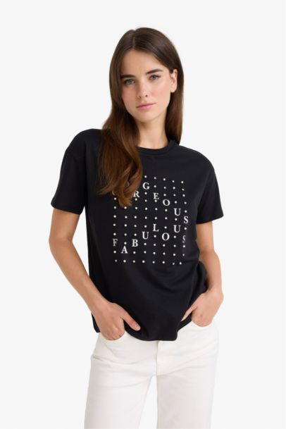 Relax Fit Crew Neck Printed Cotton T-Shirt