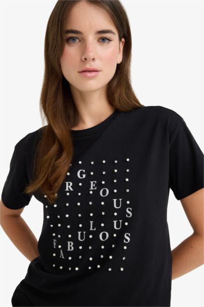 Relax Fit Crew Neck Printed Cotton T-Shirt