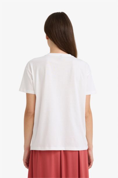 Relax Fit Crew Neck Printed Cotton T-Shirt