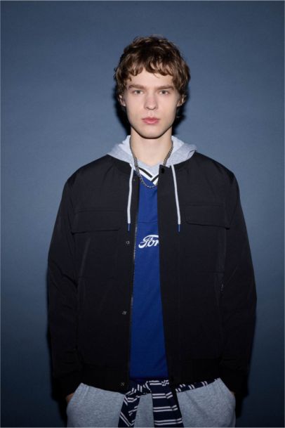 Regular Fıt Kolej Yaka Su Geçirmez Mont