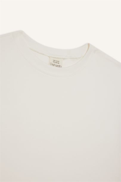 تيشيرت بناتي نص كم بيزك سادة اوفر سايز